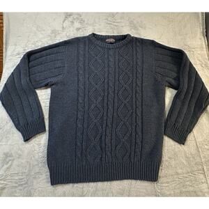 Cedarwood State Men’s Sweater XL Navy Blue Cable Knit Pullover Acrylic Jumper